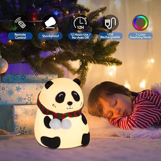 Mogadget Night Lamp, Night Lamp for Kids, Silicone Cute Little Panda Table Lamp, Birthday Gift for Girls/Boys, Colour Changing with USB Rechargeable Night Light(PandaLamp)